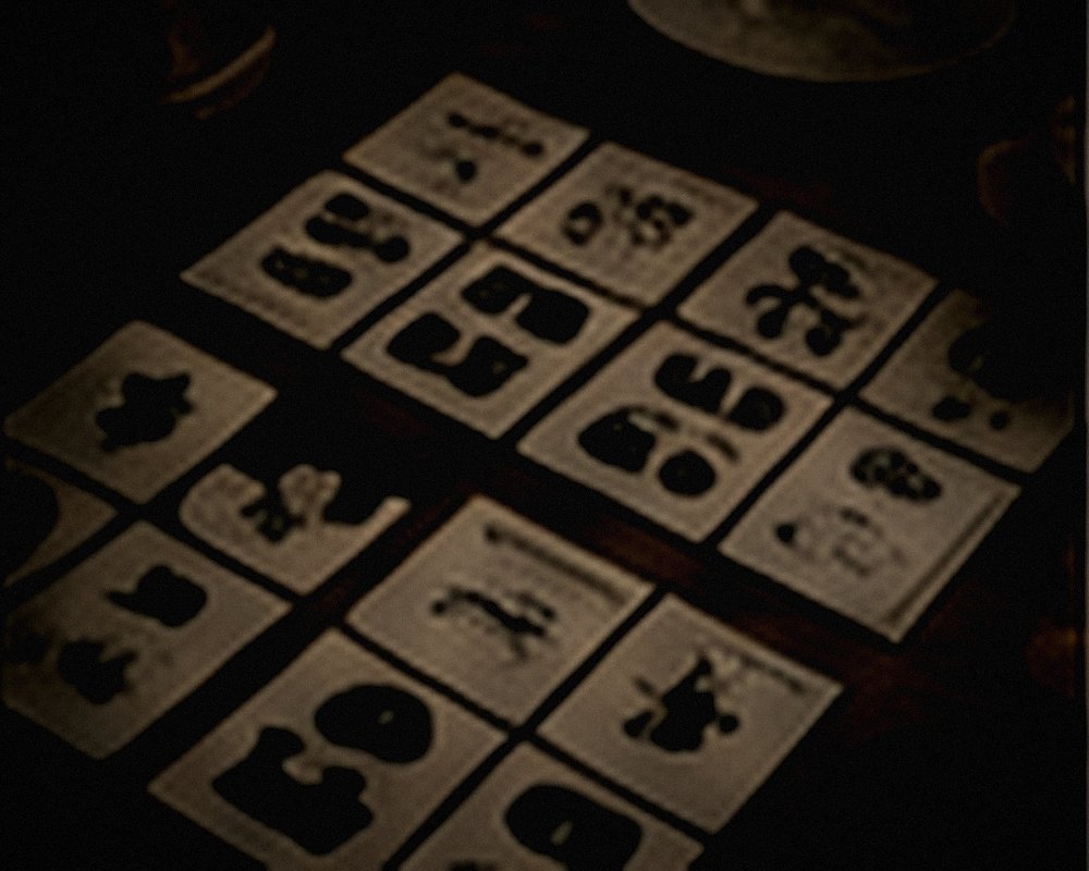 Trivia cards laid out across a wooden table